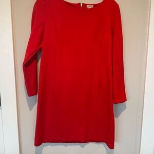 J. Crew Vibrant Red Long Sleeve Dress Medium